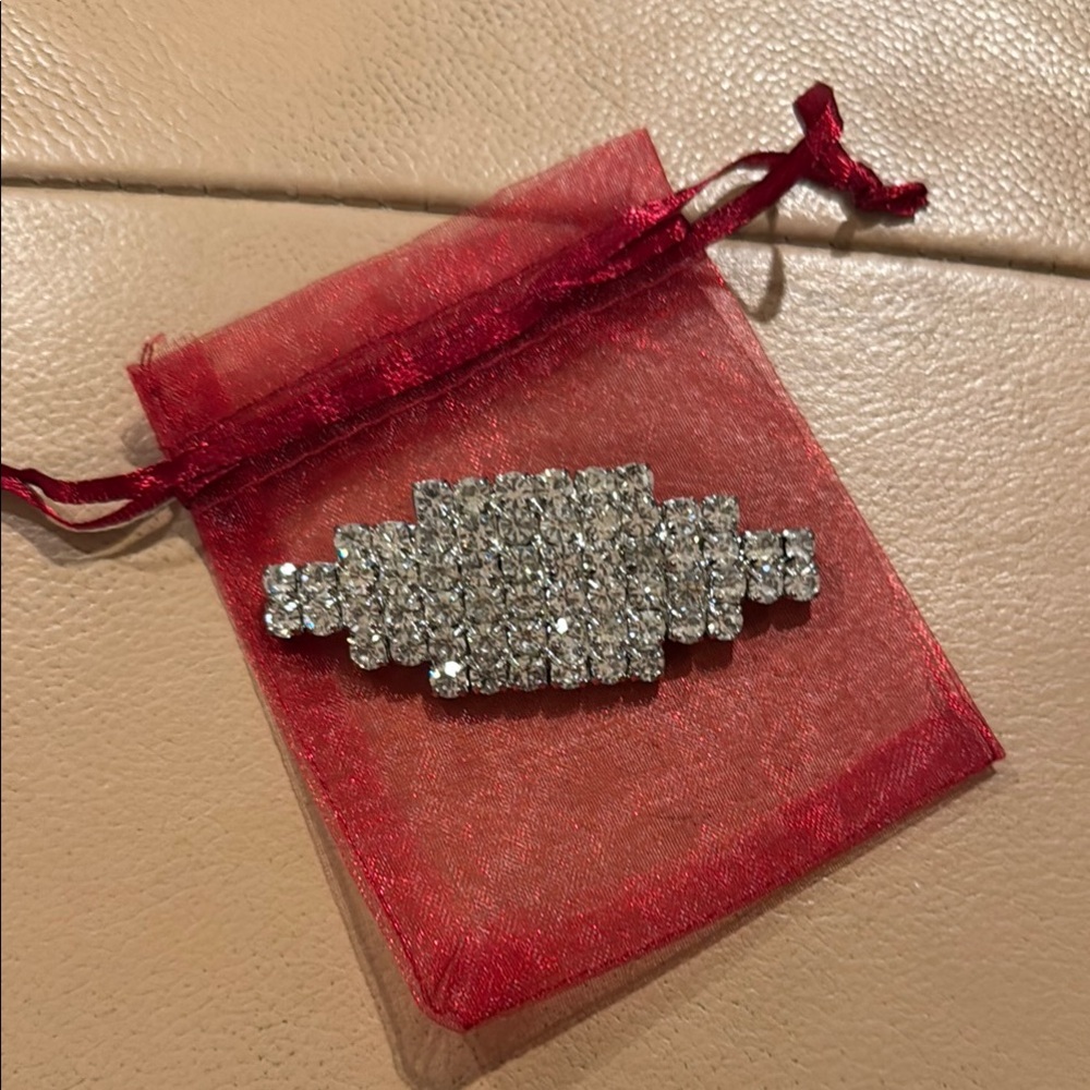 Elegant Silver Crystal Brooch